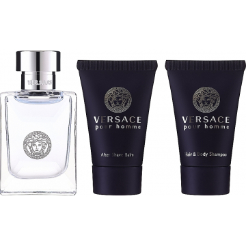 Versace Pour Homme  Набор (Туалетная вода 5 ml + 25 ml Гель для душа + 25 ml as\b) примятые (16673)