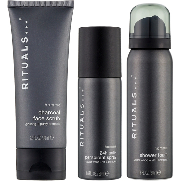 Rituals Homme  Набор (50 ml sower foam + 50 Твердый дезодорант +70 ml face scrub) примятые (76093)