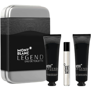 Mont Blanc Legend  Набор (Туалетная вода 7.5 ml mini + 30 ml Гель для душа + 30 ml as/b) примятые (79041)