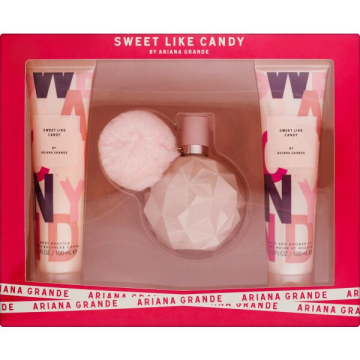 Ariana Grande Sweet Like Candy  Набор (Парфюмированная вода 100 ml spray + 100 ml b\s + 100 ml Гель для душа) примятые (79056)